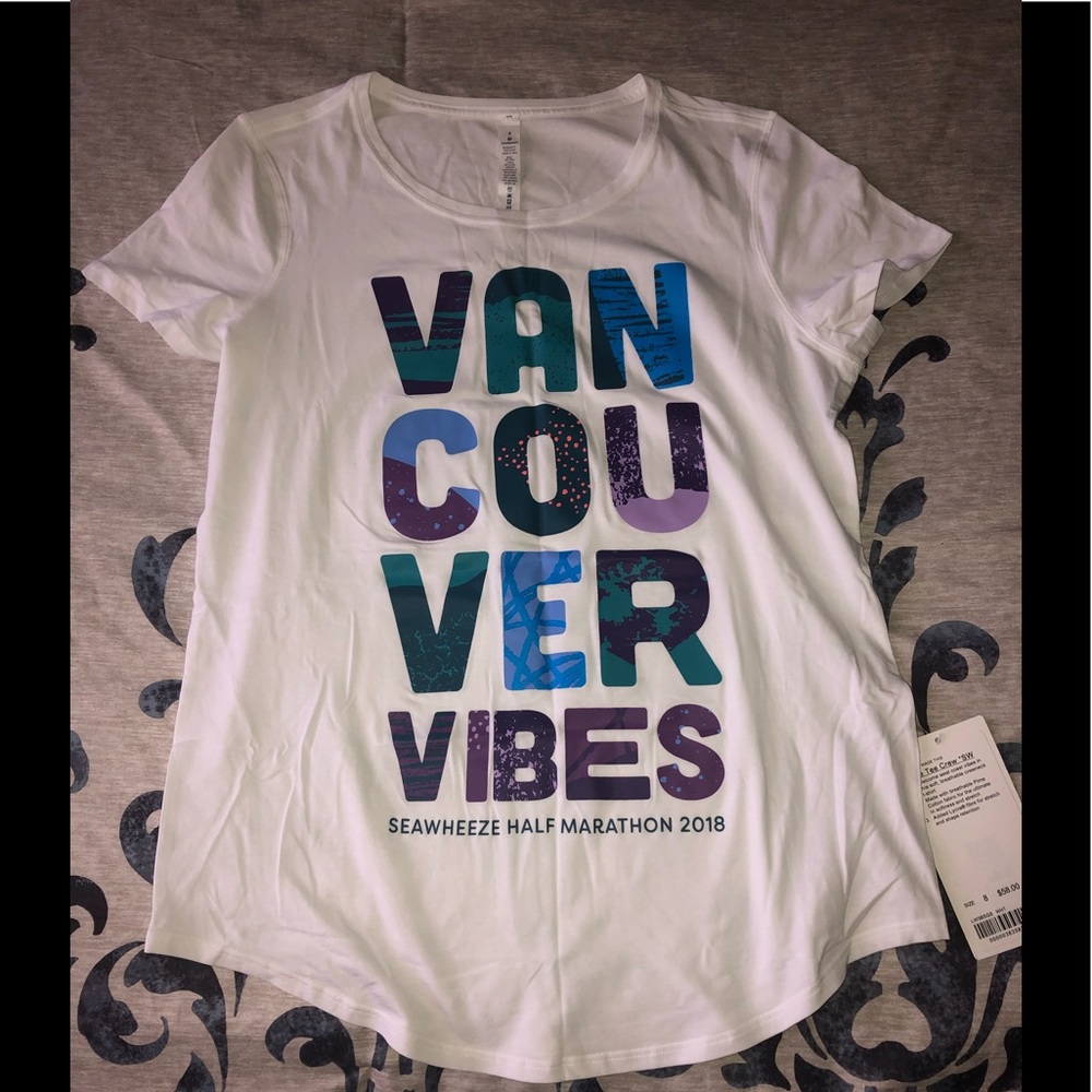 lululemon athletica White Tee with Blue and Purple Print